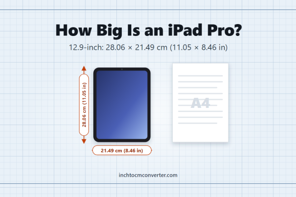 12.9-inch iPad Pro dimensions - 28.06 x 21.49 cm