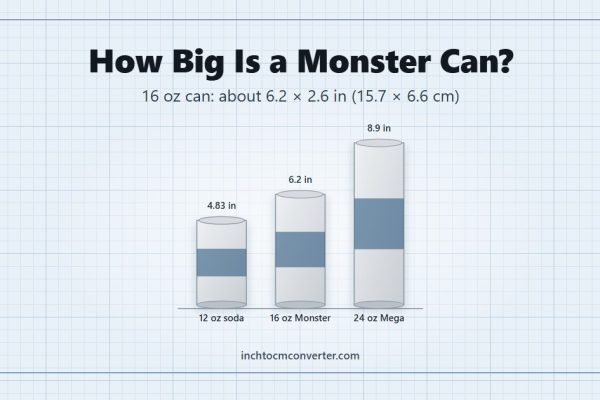 How Big Is a Monster Can - 16 oz can: about 6.2 × 2.6 in (15.7 × 6.6 cm)
